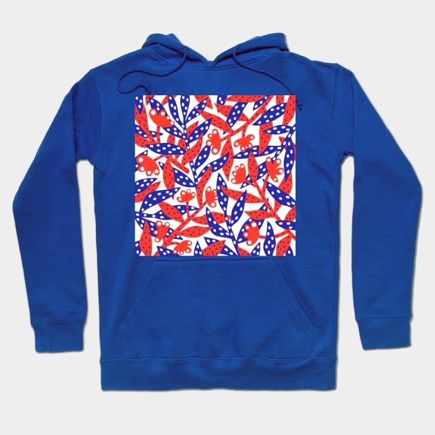 Red white and blue flowers Hoodie by oshupatterns